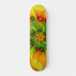 Hett Grönt Orange Abstrakt   Färgfläckig factal Mini Skateboard Bräda 18,5 Cm