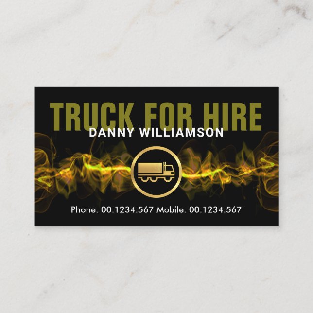 Hett Gult Electrical Lightning Trucking Service Visitkort (Framsida)