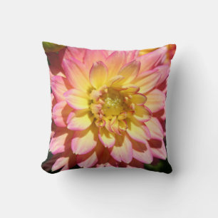 Hett gult rosa Dahlia Flower Kudde