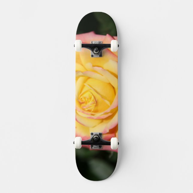 Hett gult rosa ros Flower Mini Skateboard Bräda 18,5 Cm (Framsida)