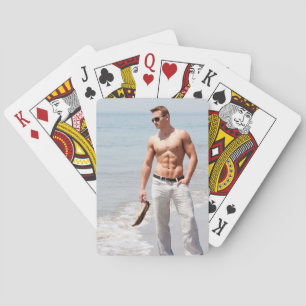 Hett Guy Bare Chest Muscular Abs Beach Shirtless Casinokort