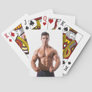 Hett Guy Flexes Muscles Sexy Shirtless Man Hunk Casinokort