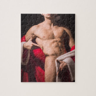 Hett Guy Poses Sexy Shirtless Santa Outfit Pussel