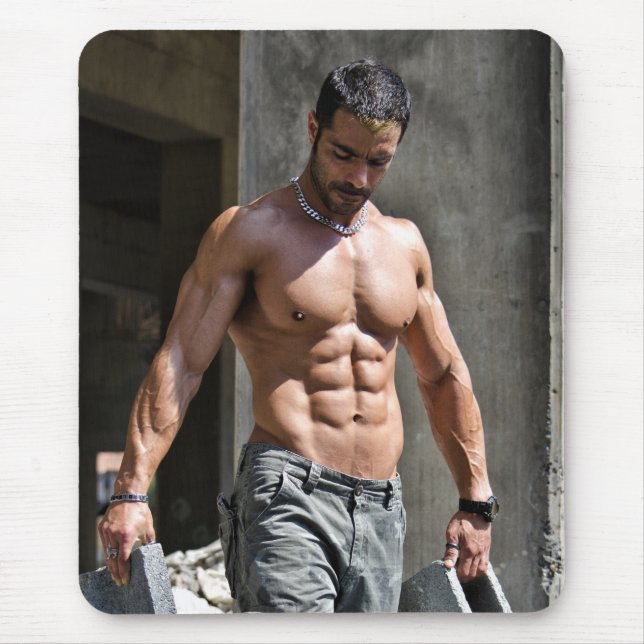 Hett Guy Sexy Shirtless Construction Worker Muscle Musmatta (Framsidan)