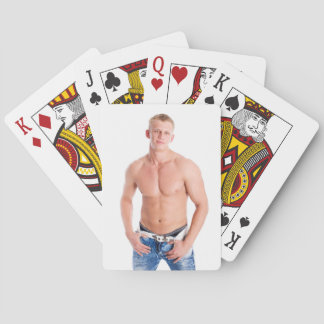 Hett Guy Sexy Shirtless Muscle Blond Hunk in Jeans Casinokort