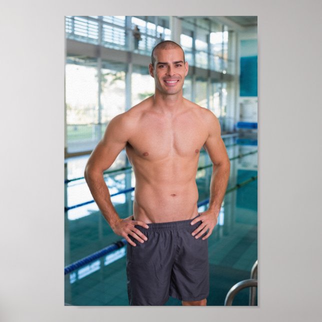 Hett Guy Sexy Shirtless Swimmer Muscle Man Hunk Poster (Framsidan)
