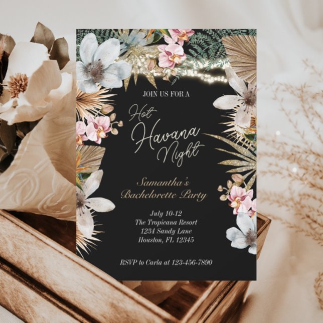 Hett Havana Nights Tropical Cuban Bachelorette Inbjudningar (Skapare uppladdad)