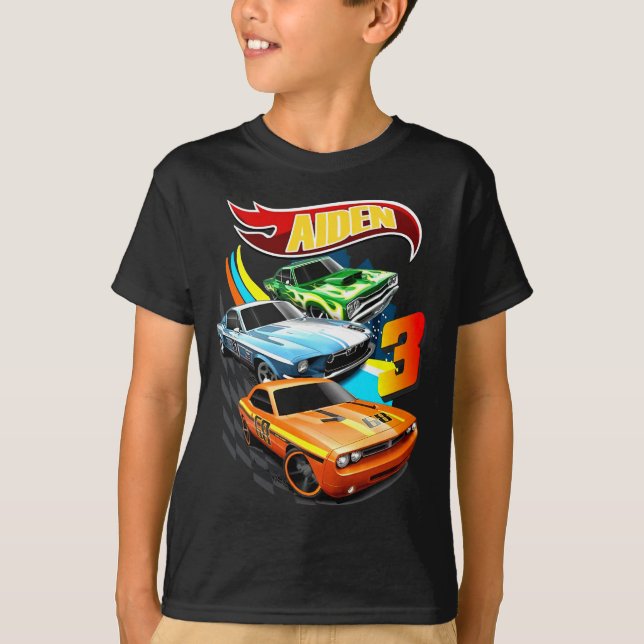 Hett Hjul Birthday T Shirt, Hett Hjul Tema Part Shirt (Framsida)