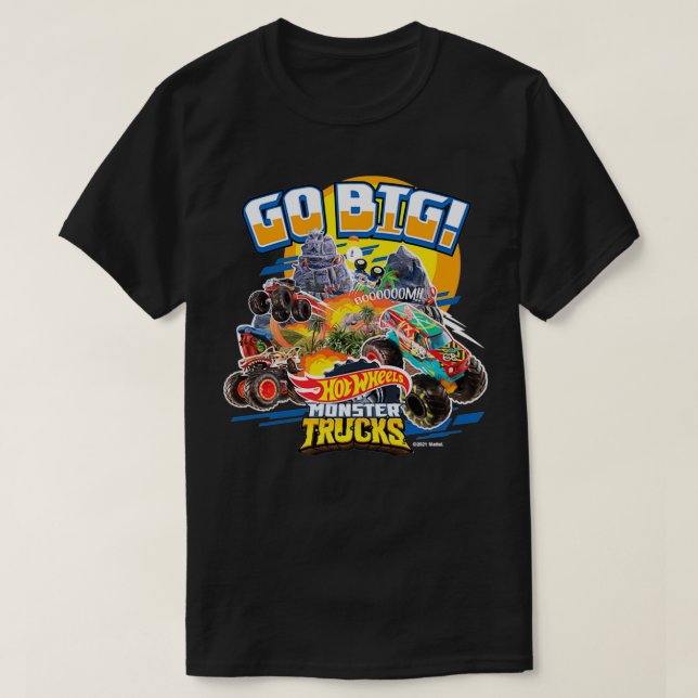 Hett Hjul Monster Lastbilar Go Big T Shirt (Design framsida)