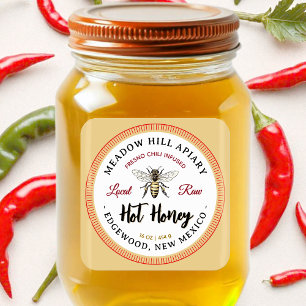 Hett Honung Etikett Fresno Chili Infused Gult Bee