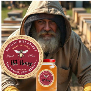 Hett Honung Etikett Fresno Chili Infused Gult Bee