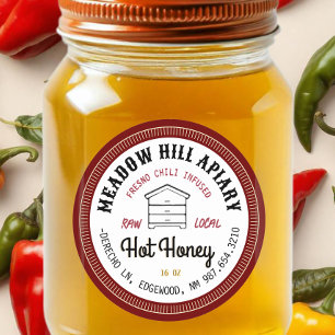 Hett Honung Label Fresno Chili Infused Red Hive Runt Klistermärke
