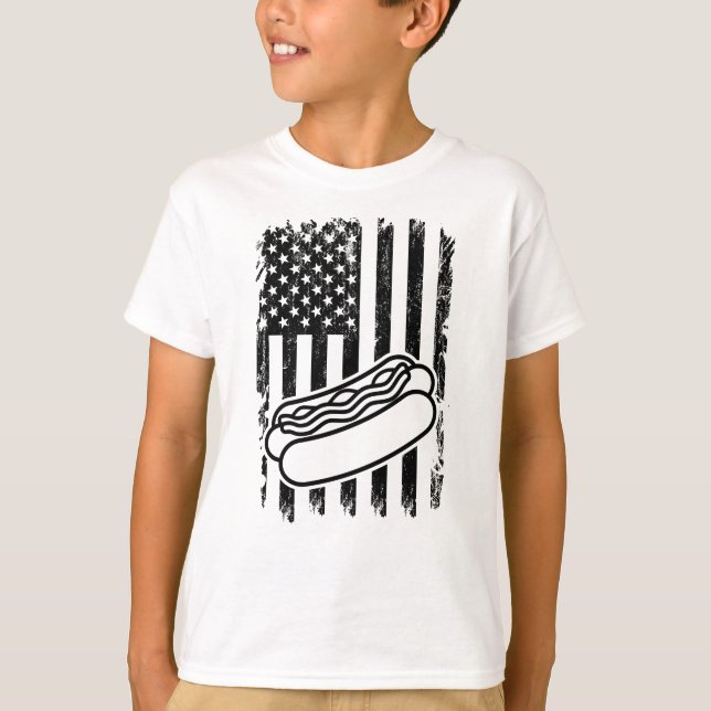 HETT HUND America US Flagga Hett Hund EEG Tävling  T Shirt (Framsida)