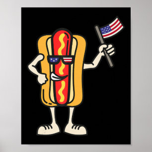 Hett Hund American Flagga juli 4:e Patriotic BBQ C Poster