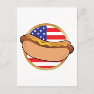 Hett Hund American Flagga Vykort