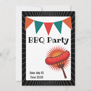 Hett Hund Backyard BBQ Barbecue Party Inbjudningar