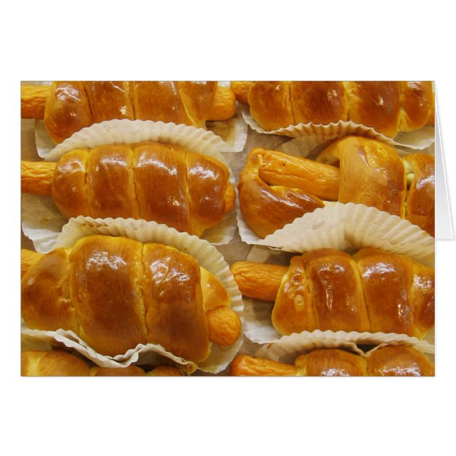 Hett Hund Cake ... Food Card för asiatisk dessert Hälsningskort (Framsidan Horizontal)