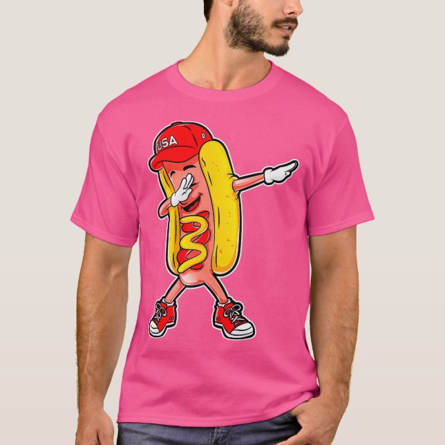 Hett hund Dabbing T shirt Funny Meme Hotdog Merica (Framsida)