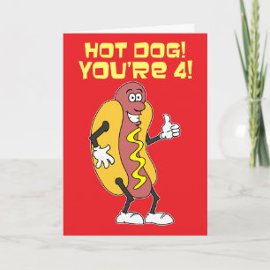Hett Hund! Du är 4! 4e födelsedagen Kort