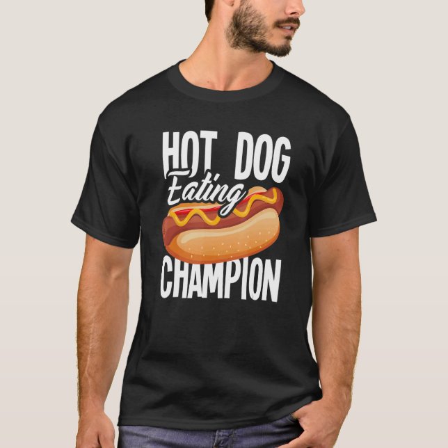 Hett Hund Eating Champion Hett Hund T Shirt (Framsida)