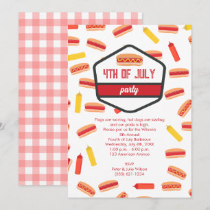 Hett Hund Fast Food 4:e juli BBQ Party Inbjudningar