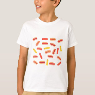 Hett Hund Fast Food BBQ Mönster T Shirt