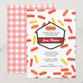 Hett Hund Fast Food Födelsedagsfest BBQ Inbjudningar