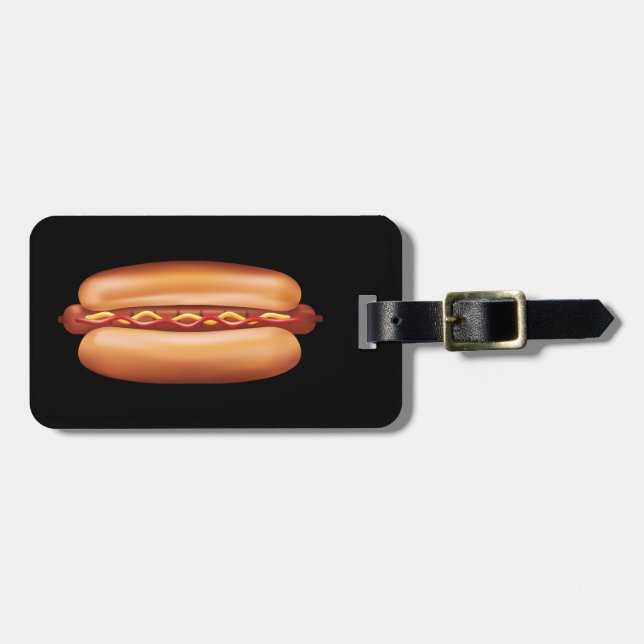 Hett Hund Fast Food Illustration med Anpassningsba Bagagebricka (Horisontell Framsida)