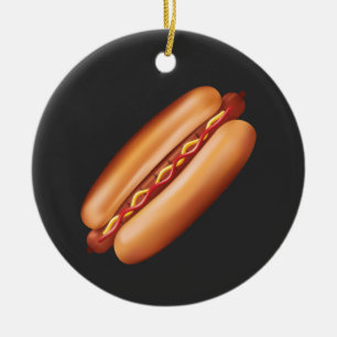 Hett Hund Fast Food Illustration med Anpassningsba Julgransprydnad Keramik