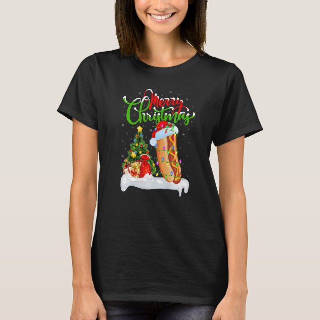 Hett Hund Food Julafton Dekorations Santa Hett Hun T Shirt (Framsida)