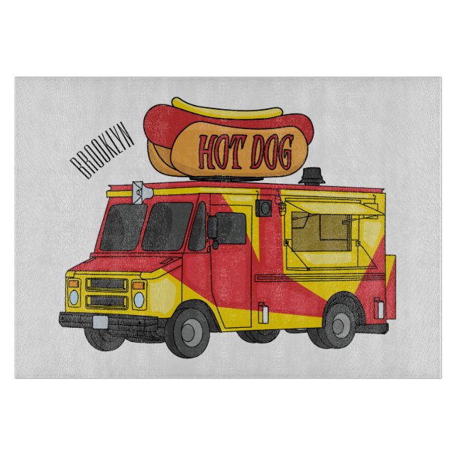 Hett hund food lastbil tecknad illustration (Framsidan)