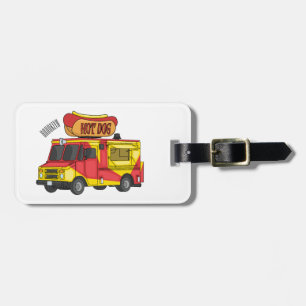 Hett hund food lastbil tecknad illustration bagagebricka
