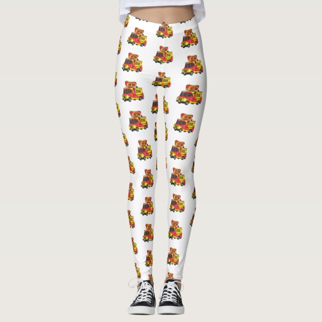 Hett hund food lastbil tecknad illustration leggings (Framsida)