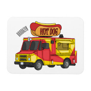 Hett hund food lastbil tecknad illustration magnet