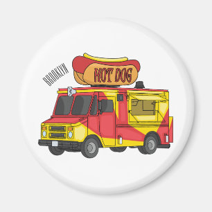 Hett hund food lastbil tecknad illustration magnet