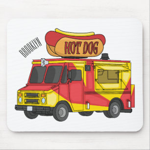 Hett hund food lastbil tecknad illustration musmatta
