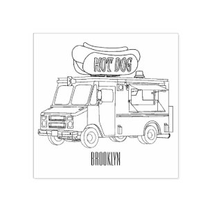 Hett hund food lastbil tecknad illustration stämpel