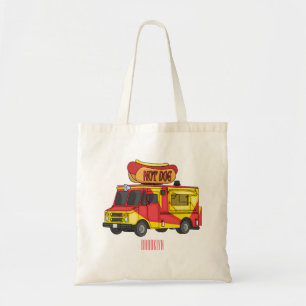 Hett hund food lastbil tecknad illustration tygkasse