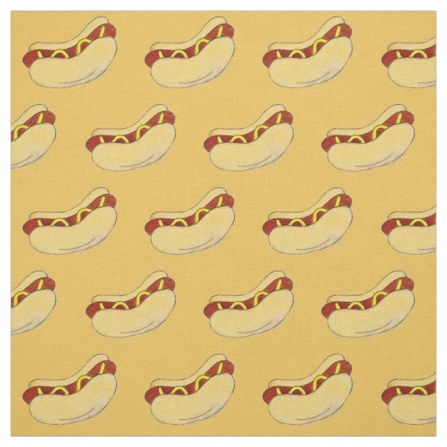 Hett Hund Frankfurter Mustard Bun Hotdog Fast Food Tyg (Provkarta)