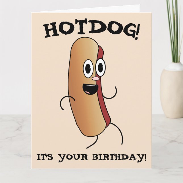 HETT HUND FUNNY BIRTHDAY GREETING CARD KORT (Framsida)