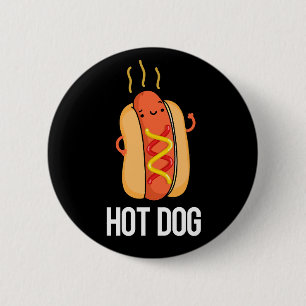 Hett Hund Funny Snack Pun Mörk BG Knapp