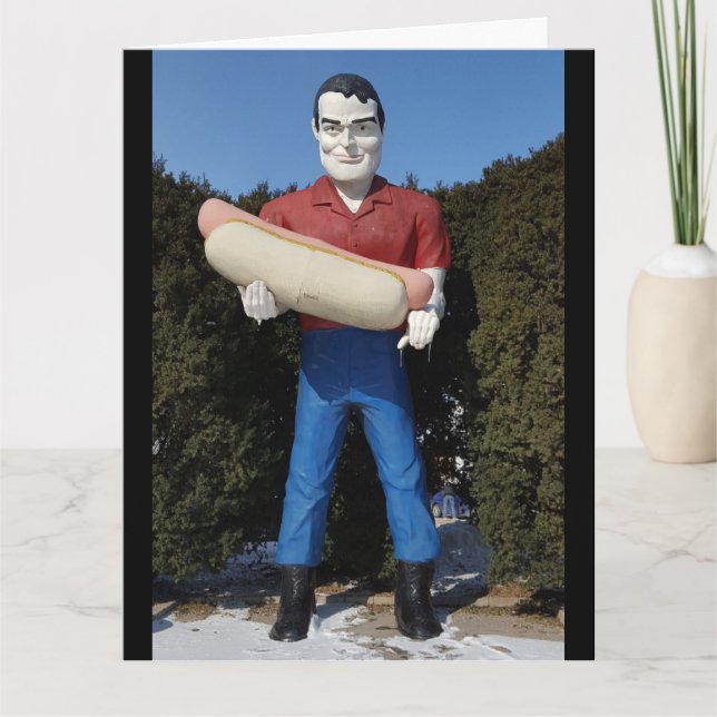HETT HUND GIANT MAN RETRO BIRTHDAY FUNNY CARD KORT (Framsida)