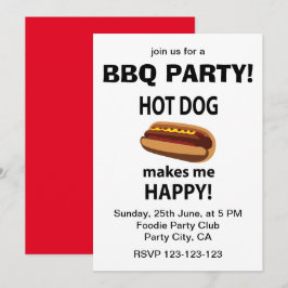 Hett Hund gör mig Lycklig Hett Hund BBQ Party Inbjudningar