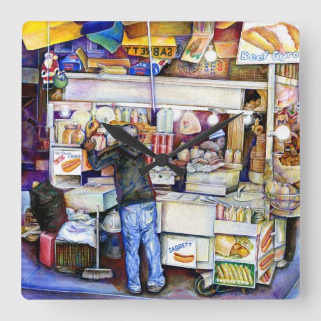 Hett Hund Gud, New York Fyrkantig Klocka (Framsida)