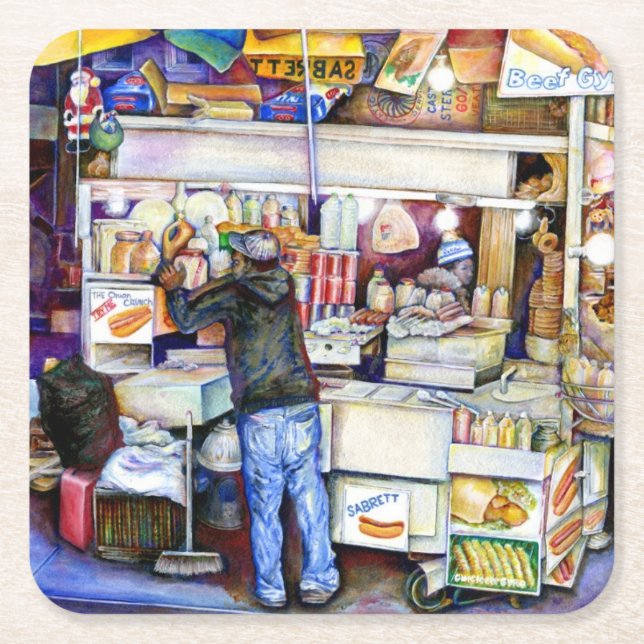 Hett Hund Gud, New York Underlägg Papper Kvadrat (Framsidan)