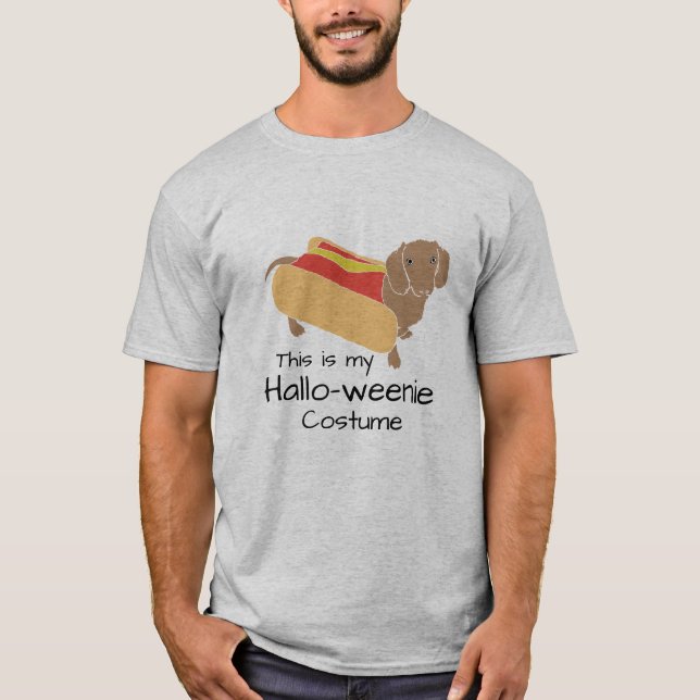 Hett Hund Hallo-Weenie Funny Weiner Hund T Shirt (Framsida)