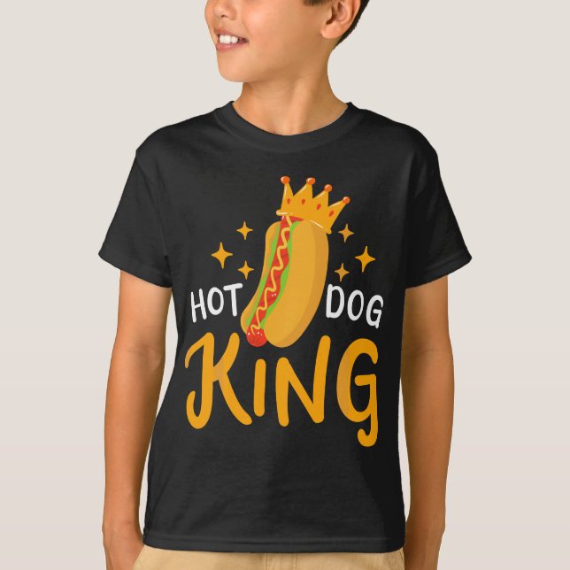 Hett Hund Hotdog Kung Foodie T Shirt (Framsida)