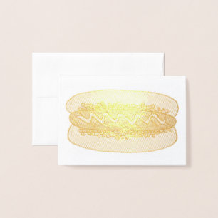 Hett Hund Hotdog w/ Mustard och Relish Food Foodie Folierat Kort