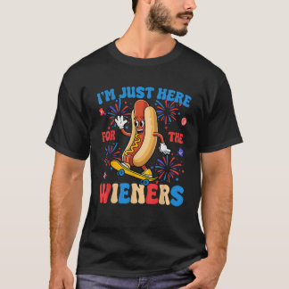Hett Hund jag är här för Wiener Ljärne Fjärde T Shirt