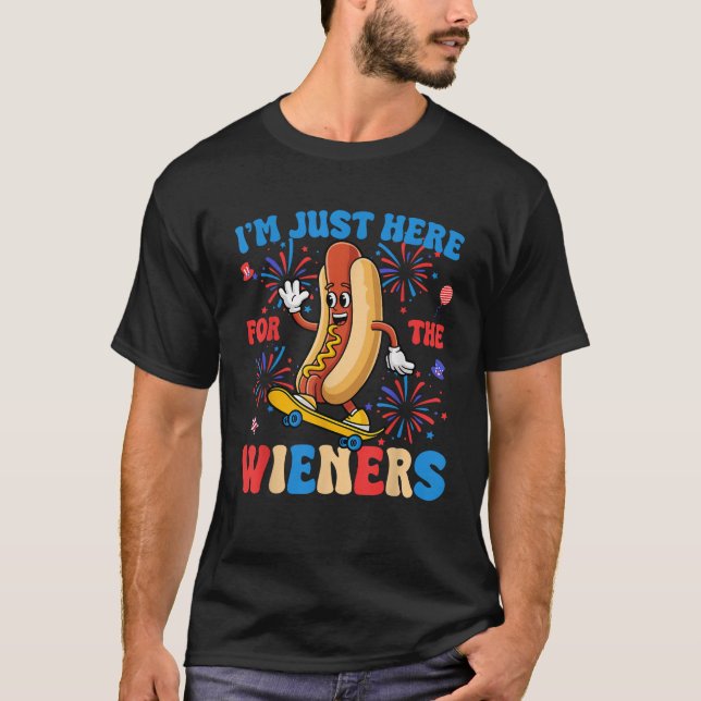 Hett Hund jag är här för Wiener Ljärne Fjärde T Shirt (Framsida)